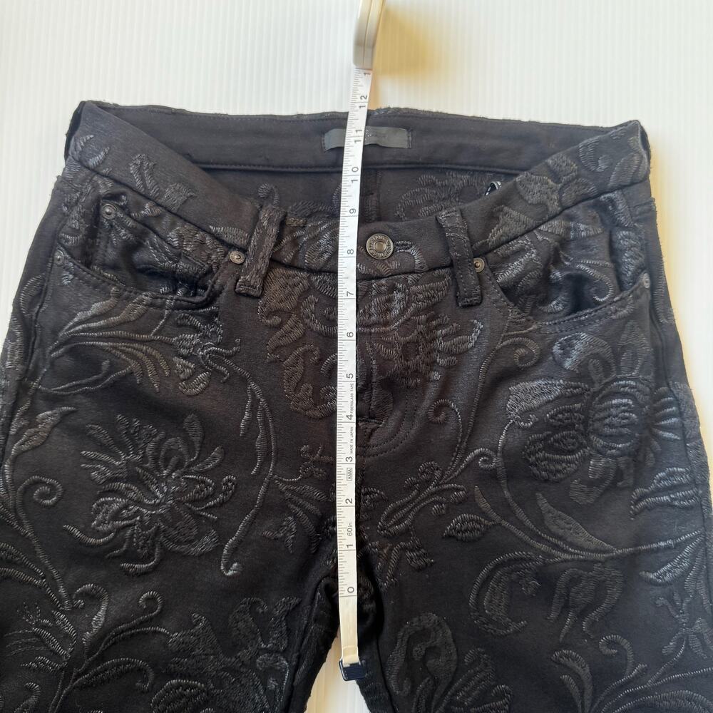 7 For All Mankind Gwenevere Black Floral Embroidered Jeans Pants Sz 29 Coquette - Picture 7 of 15